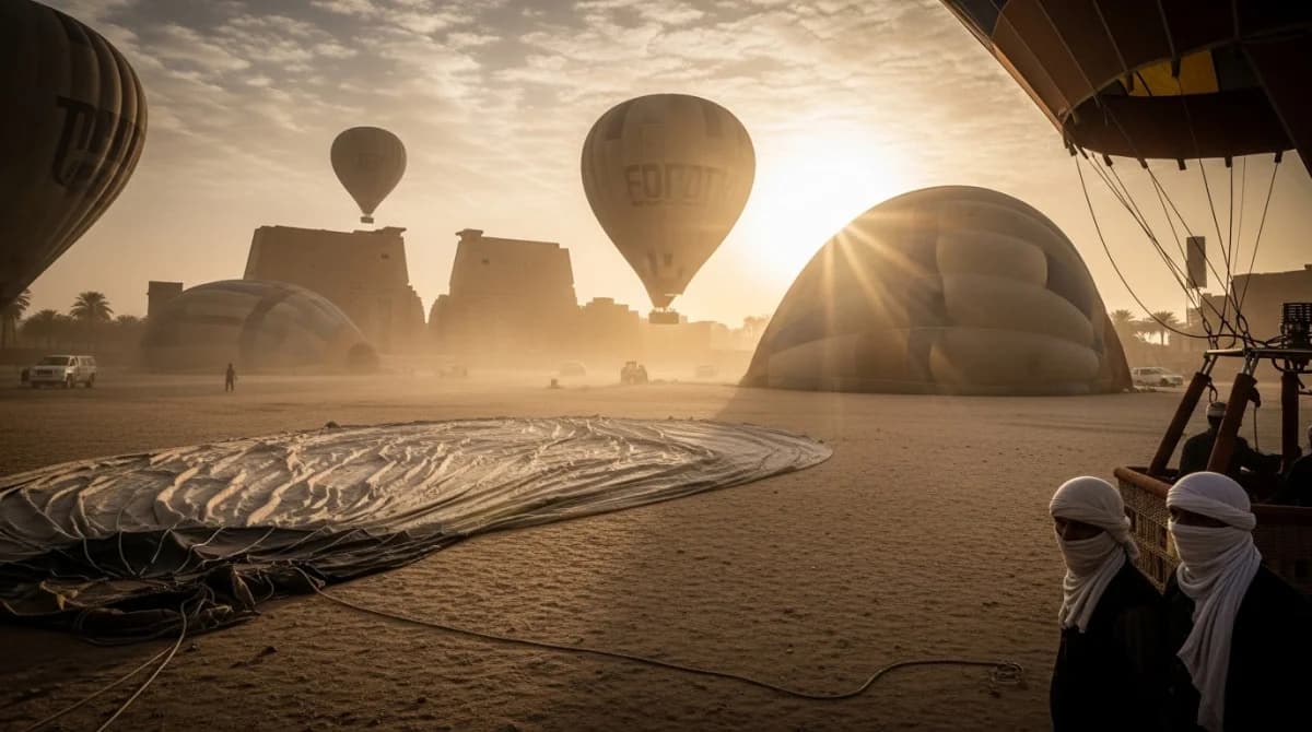 توقف رحلات البالون الطائر في الأقصر بسبب الرياح القوية