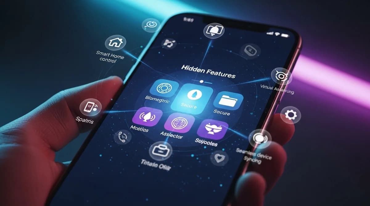 هاتف ذكي حديث يعرض ميزات مخفية وتقنيات متقدمة داخل نظام الهاتف