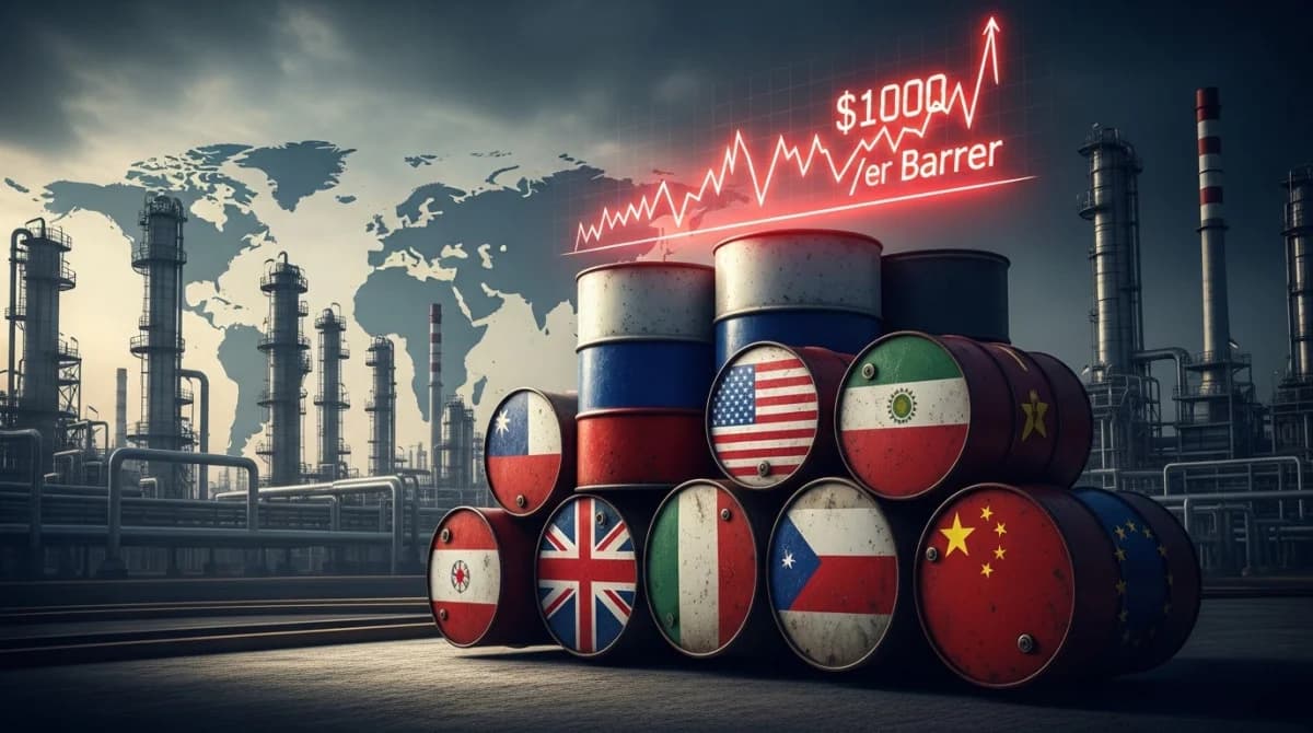 براميل نفط تمثل أزمة الطاقة العالمية وارتفاع أسعار النفط مع تخفيف العقوبات الأمريكية على النفط الروسي