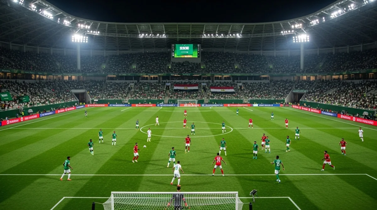 مباراة ودية بين المنتخب السعودي ومنتخب مصر في ملعب بمدينة جدة ضمن استعدادات المنتخبات للاستحقاقات الدولية