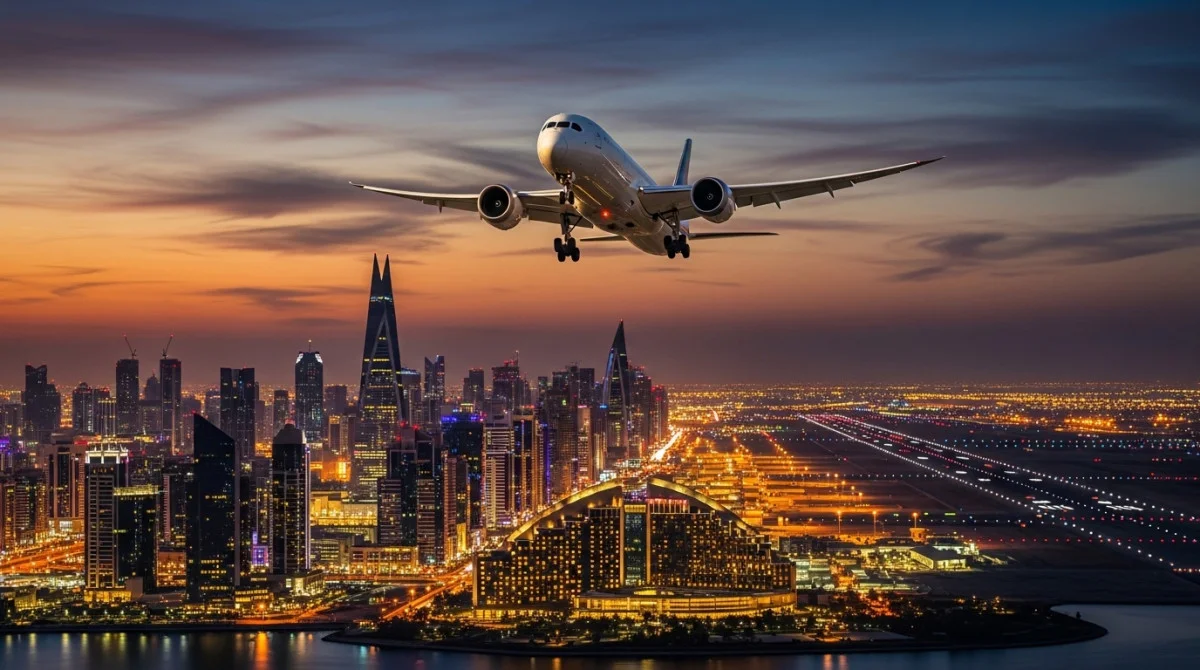 طائرة تحلق فوق البحرين مع عودة حركة الطيران بعد إعادة فتح المجال الجوي