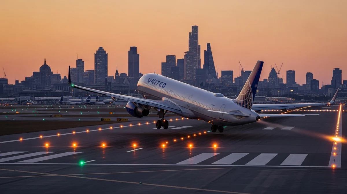طائرة يونايتد إيرلاينز تقلع من مطار هيثرو في لندن احتفالا بمرور 35 عاما على التشغيل