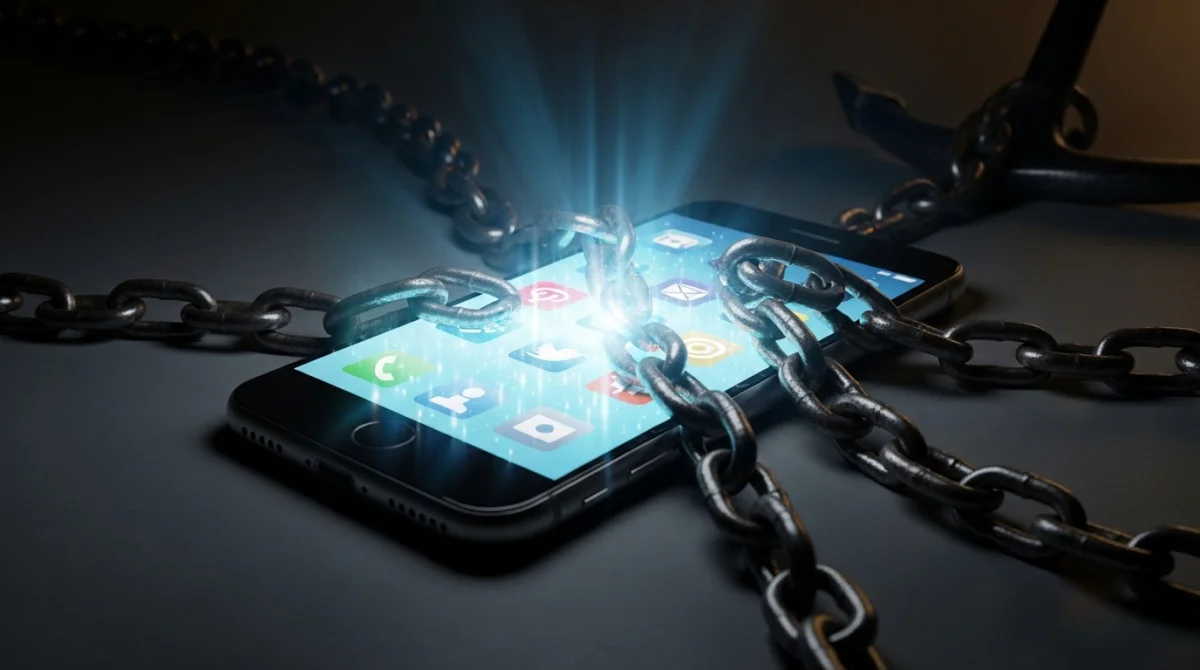 هاتف ذكي يعكس إدمان وسائل التواصل الاجتماعي وتأثيرها النفسي