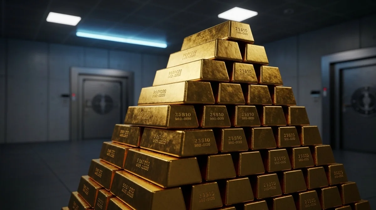 سبائك ذهب داخل خزينة تعكس ارتفاع احتياطي الذهب في الإمارات