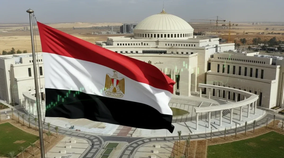 علم مصر مع رموز اقتصادية تعكس الجدل حول سداد ديون الدولة ومقترح التبرعات