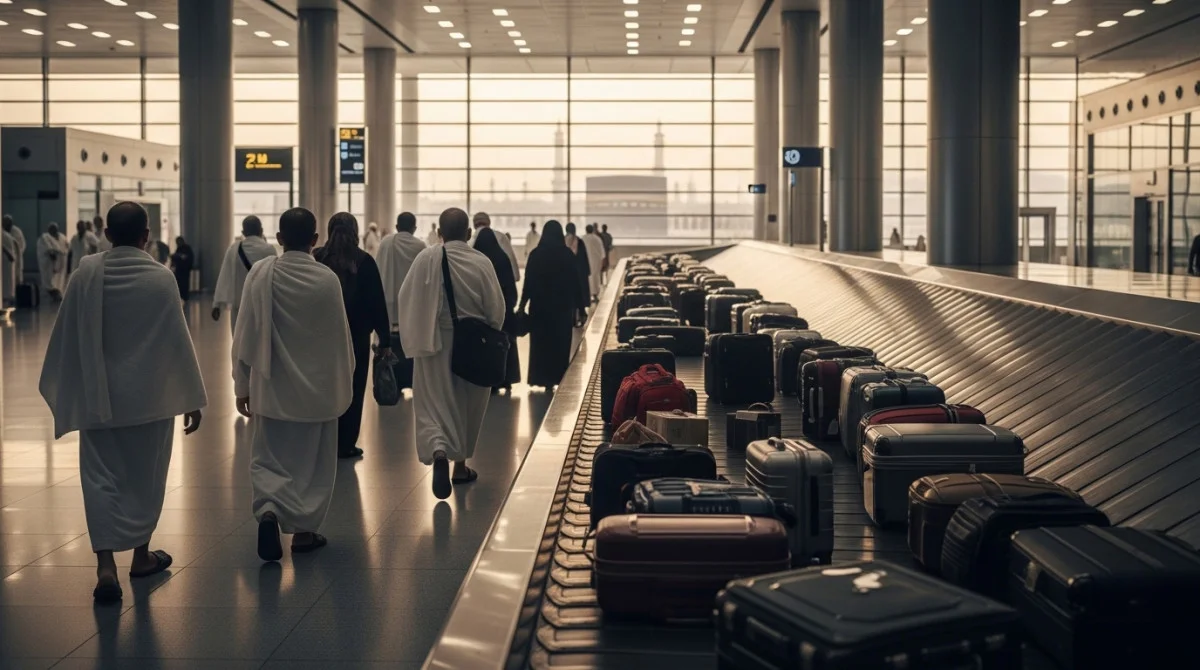 حجاج يصلون إلى السعودية دون حمل أمتعة ضمن خدمة حج بلا حقيبة لتسهيل إجراءات السفر