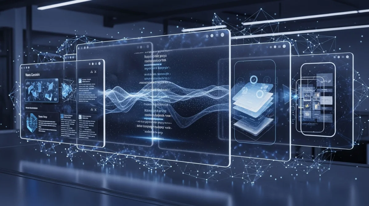 واجهة رقمية متطورة تعكس دور الذكاء الاصطناعي في تطوير تجربة المستخدم وصناعة المحتوى