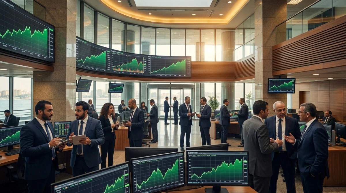 شاشات التداول في البورصة المصرية خلال أسبوع شهد مكاسب سوقية بقيمة 75.4 مليار جنيه.