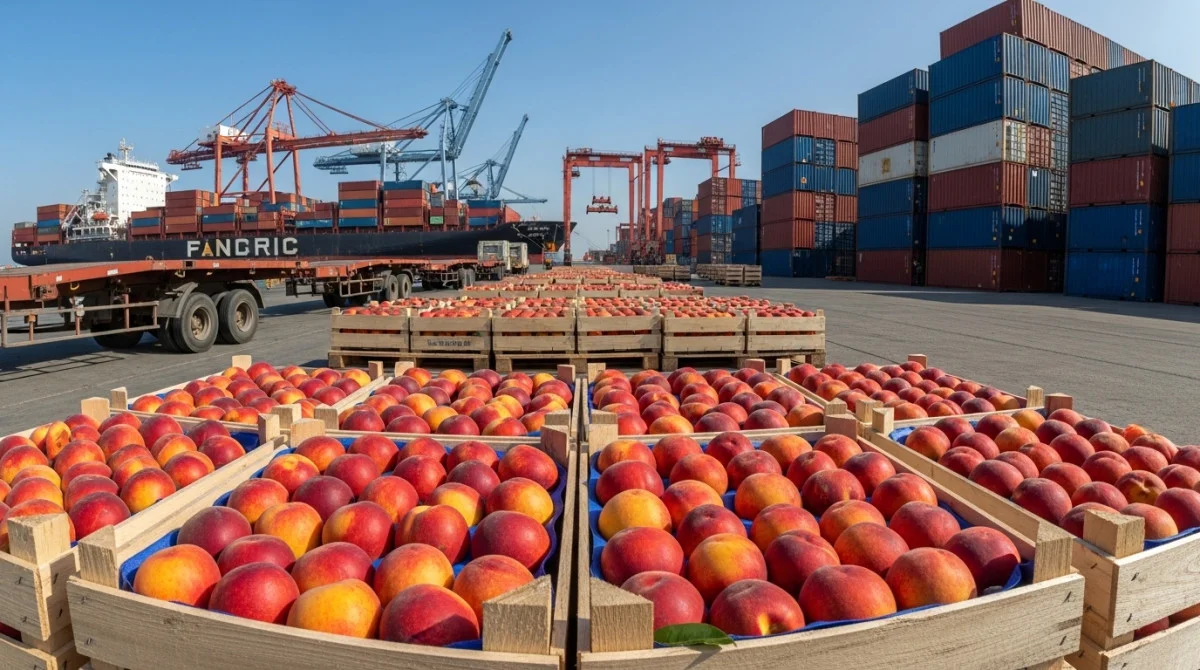 صناديق خوخ معدة للتصدير تعكس نمو الصادرات الزراعية المصرية