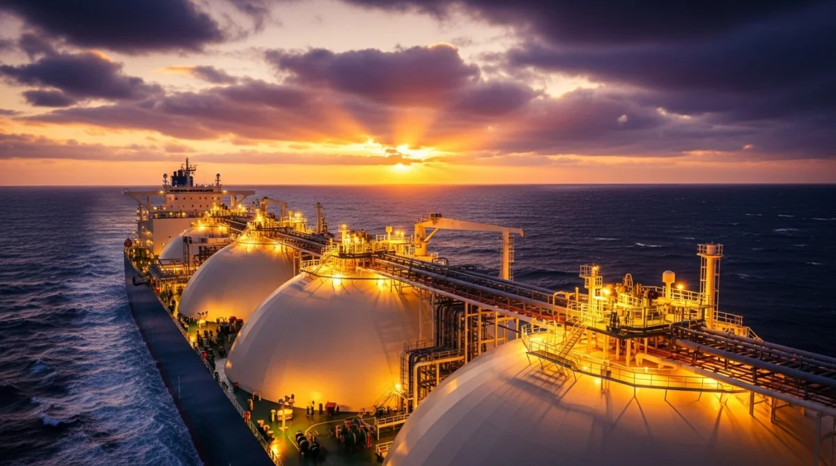 ناقلة غاز طبيعي مسال في عرض البحر ضمن عمليات استيراد الطاقة لتأمين احتياجات مصر