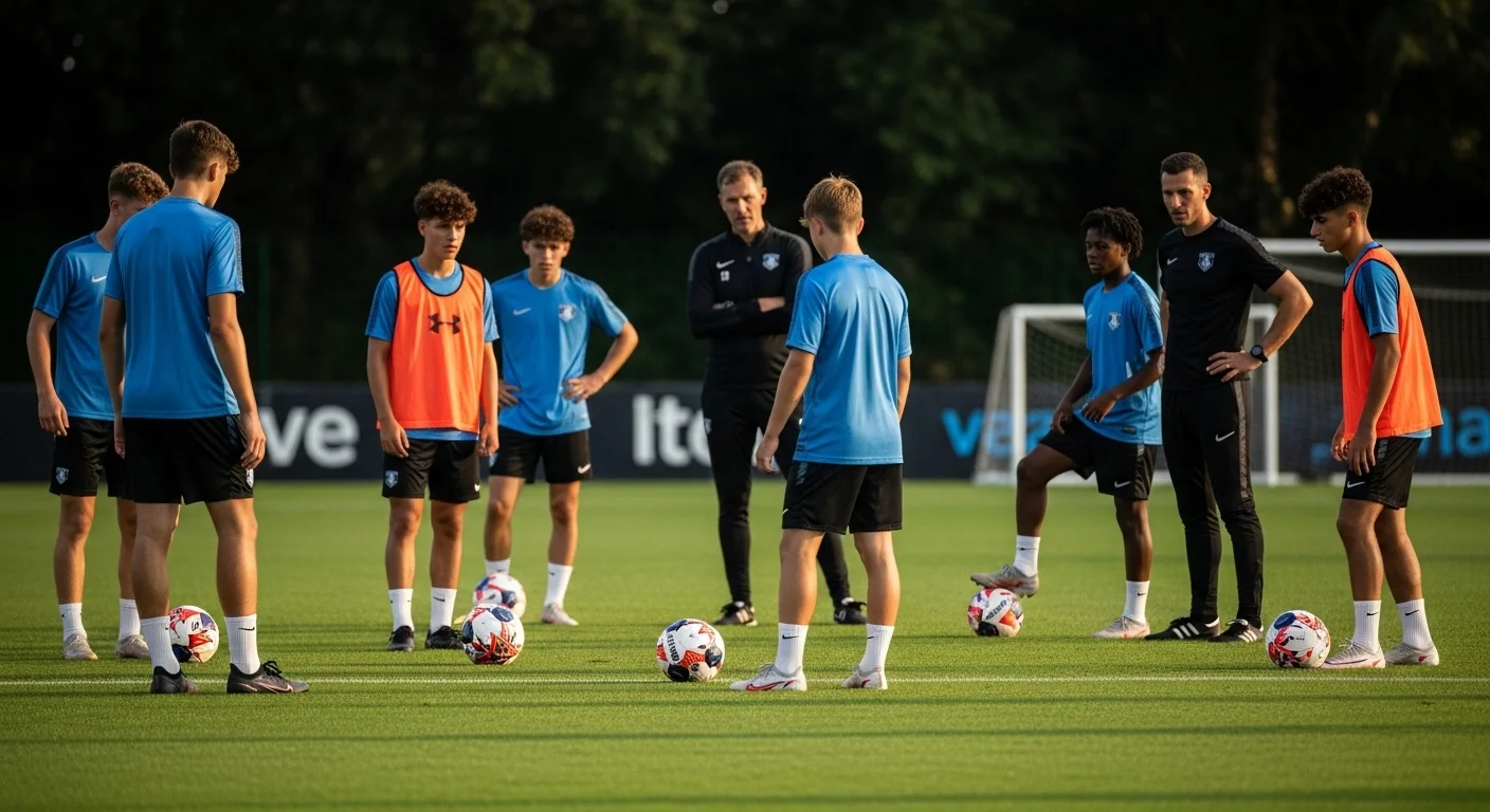 لاعبو أكاديمية كرة القدم خلال التدريب في طريقهم لتحقيق حلم الاحتراف