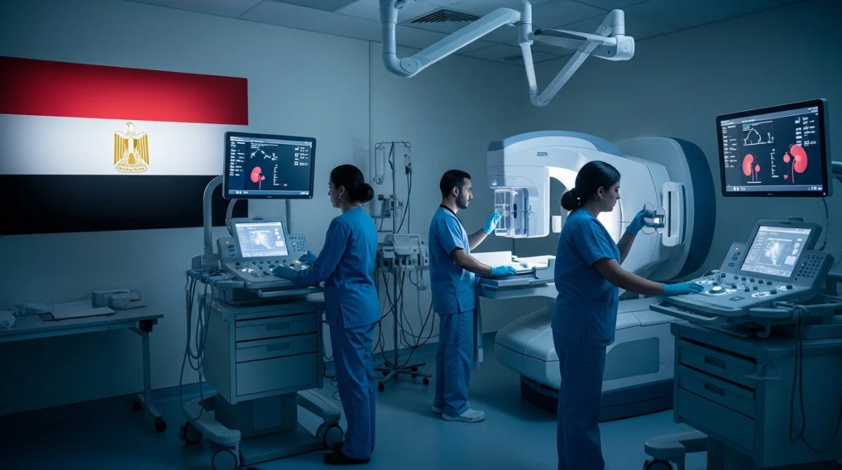 فريق طبي في مستشفى مصري يجري فحوصات للكشف المبكر عن أمراض القلب والكلى ضمن برنامج صحة القلب في أفريقيا